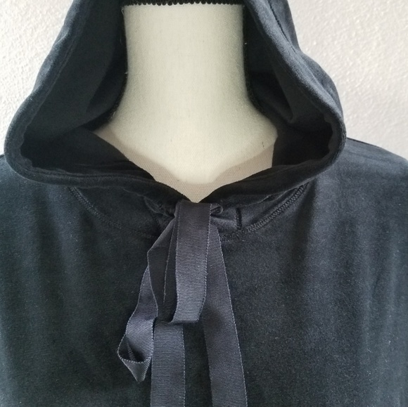Max Studio Women’s Black Hooded Velour Pullover Plush Lounge Casual M - Picture 5 of 8